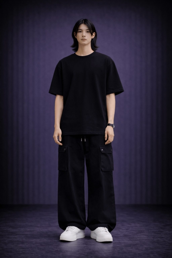 PREMIUM SUBSTANCE - PURE BLACK HEAVYWEIGHT OVERSIZED T-SHIRT