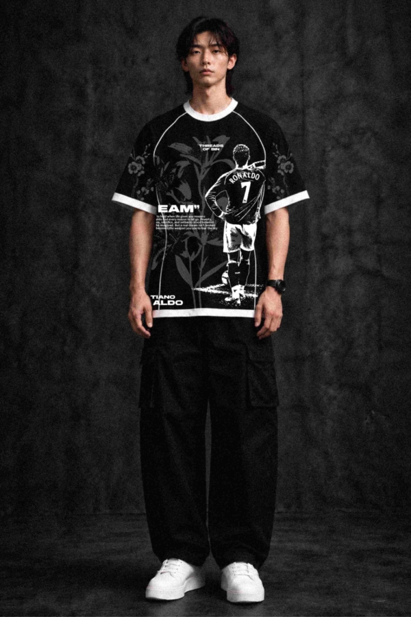 CRISTIANO RONALDO - DREAM | FLORAL OVERSIZED JERSEY (BLACK)