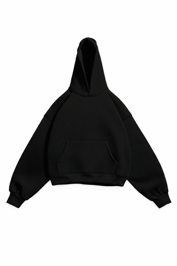 PREMIUM SUBSTANCE : OVERSIZED STREETWEAR HOODIE - PURE BLACK